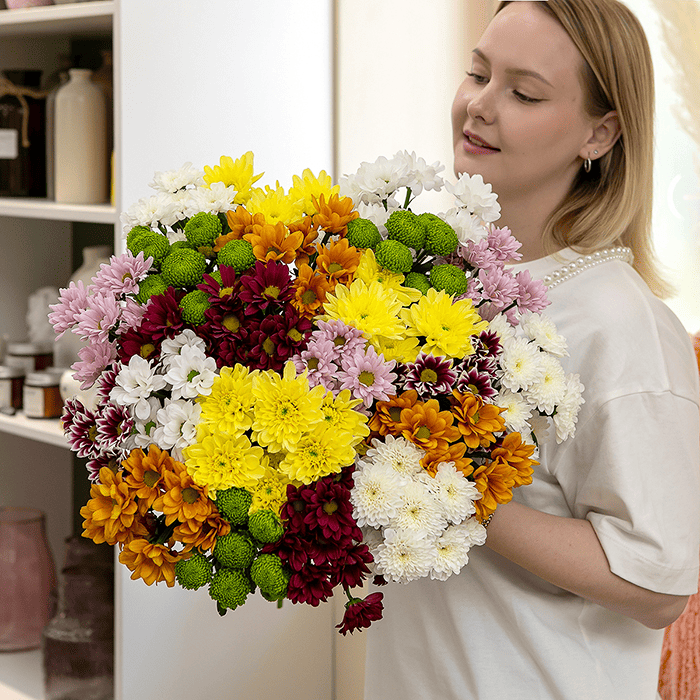Фото букета Хризантема кустовая микс