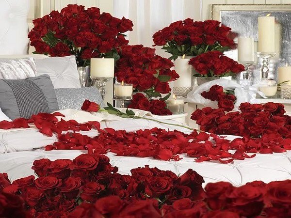 Лепестки роз в День всех влюбленных